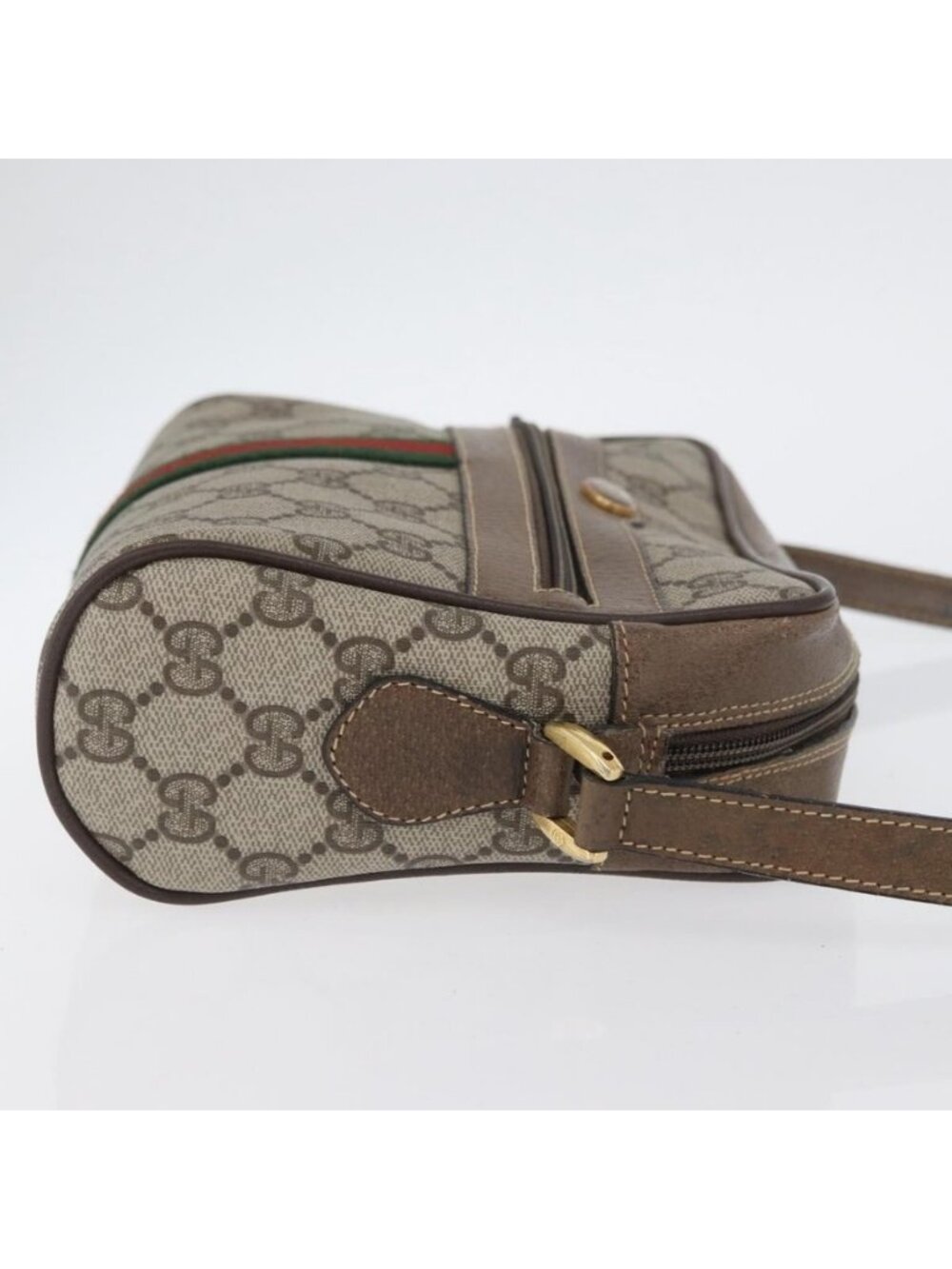 Authentic GUCCI GG Supreme Web Sherry Line Bag PVC Beige Gold 904 02 004 - Picture 10 of 16
